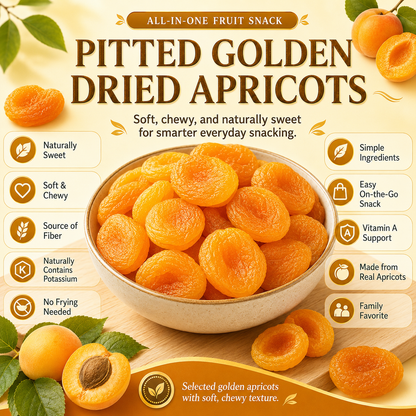 🍑 Oven-Baked Pitless Golden Dried Apricots [Non-Fried] — Pure Natural Low-Carb Snack for Blood Sugar Support & Satiety-Yana