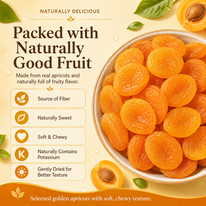 🍑 Oven-Baked Pitless Golden Dried Apricots [Non-Fried] — Pure Natural Low-Carb Snack for Blood Sugar Support & Satiety-Yana