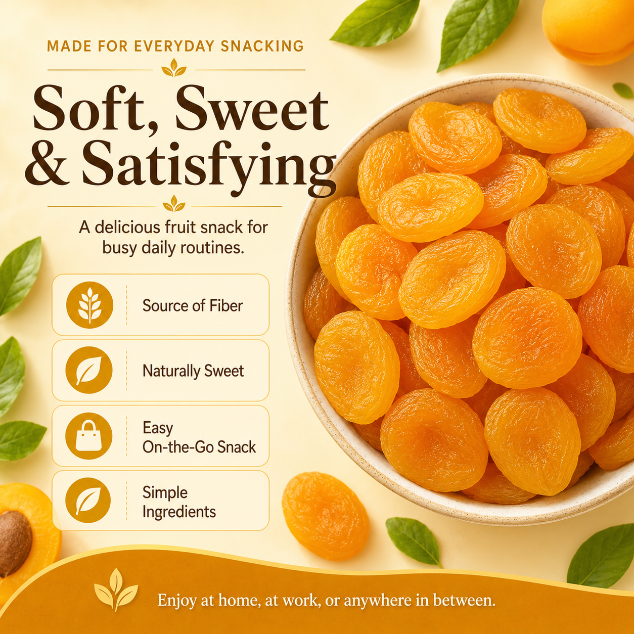 🍑 Oven-Baked Pitless Golden Dried Apricots [Non-Fried] — Pure Natural Low-Carb Snack for Blood Sugar Support & Satiety-Yana