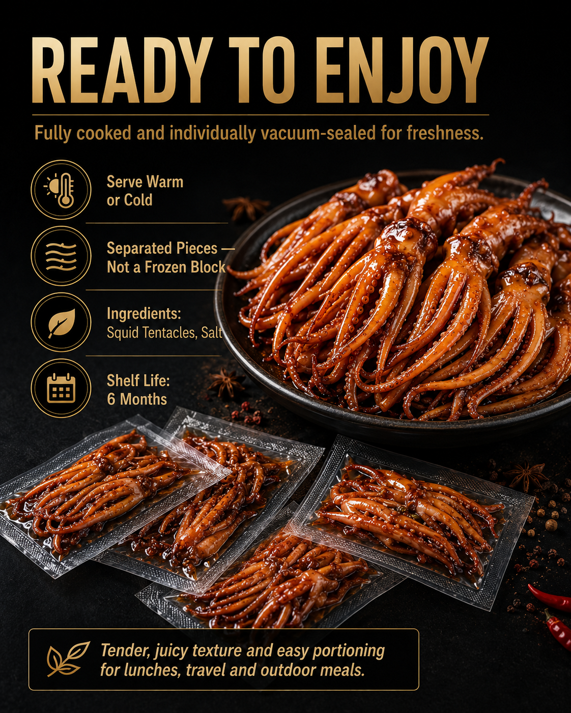🦑BBQ Roasted Whole Squid Snack – Ready to Eat, Individually Wrapped-Yana