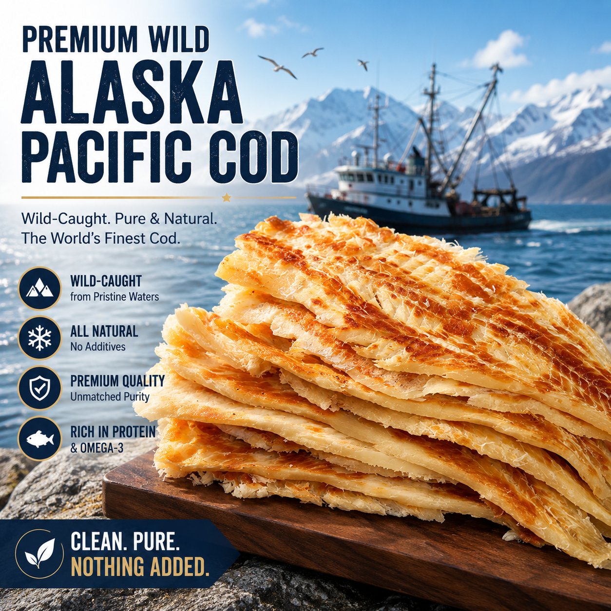 🌊 Pristine Alaska Waters to Your Doorstep: Pure Wild Cod Jerky 🐟-TY
